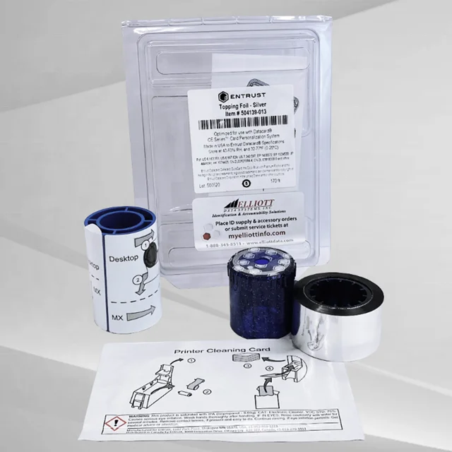 Datacard Ce840 Card Printer with Embosser Topping Foil Datacard Ribbon 504139-013 Silver Hot Stamping Foil