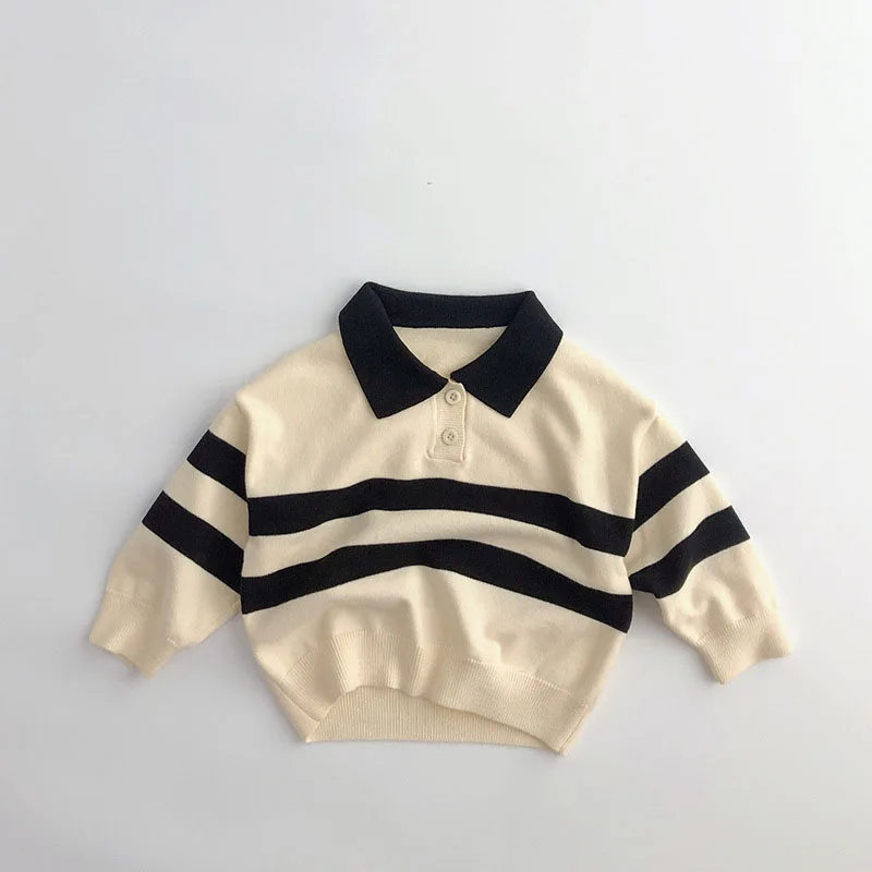 2023 Wholesale OEM ODM factory hot sell kids winter sweater long sleeve baby girl sweaters striped kids knitting sweater