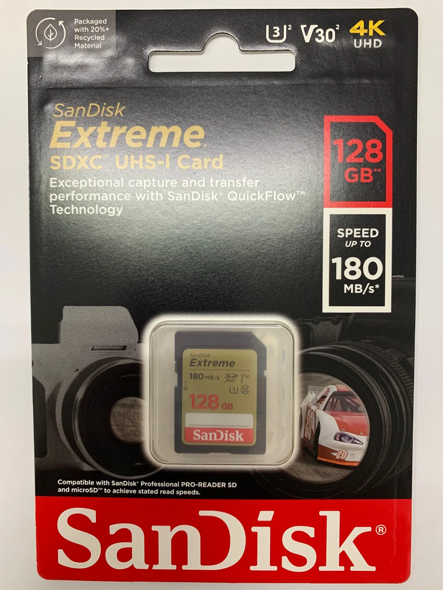 100% original Sandisk SDSDXVA-128G-GNCIN SD Memory Card U3 V30 128GB R180W130