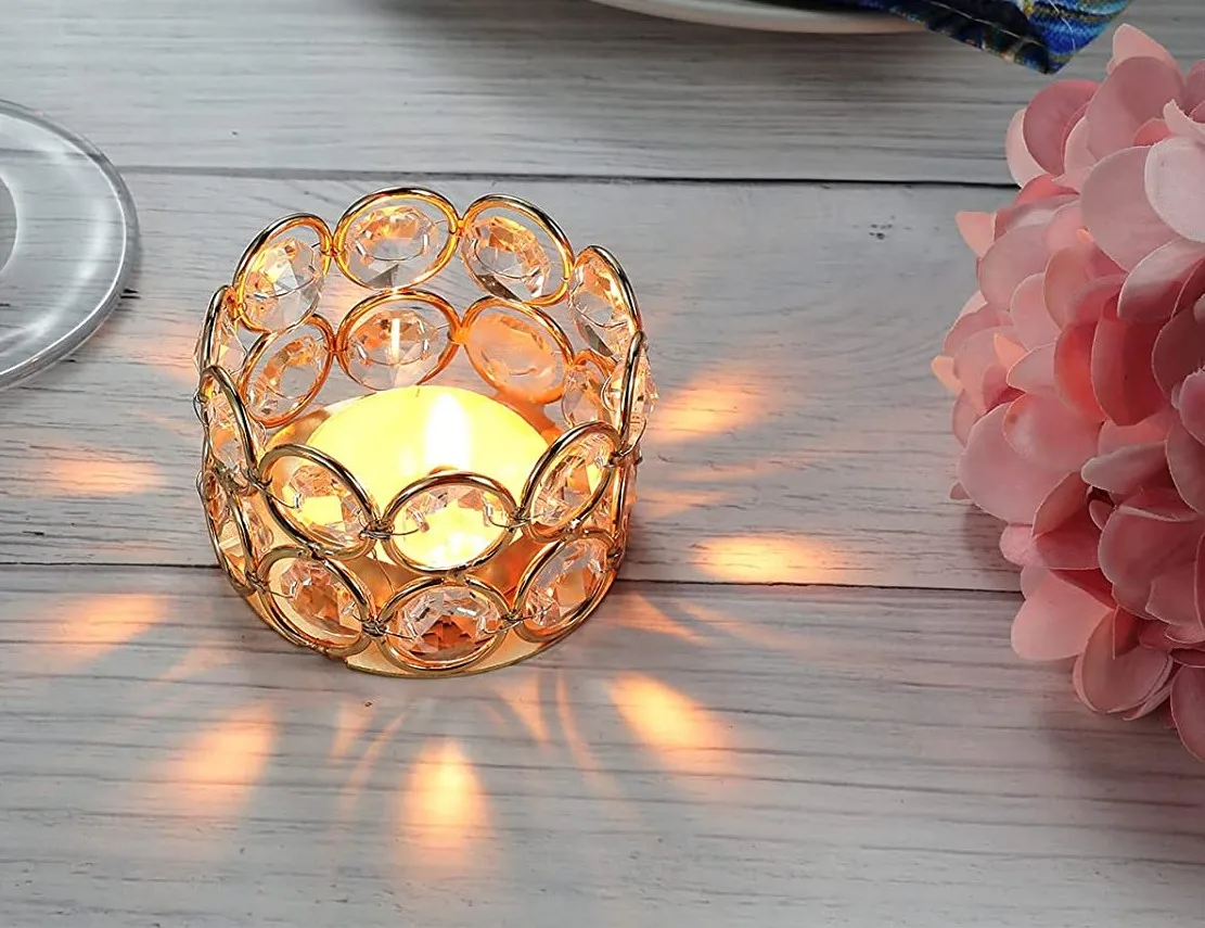 20 Pack Crystal Candle Holder Elegant Decorative Tealight/Candle Holders Crystal Votive/Candle Holders Silver or Gold Candle