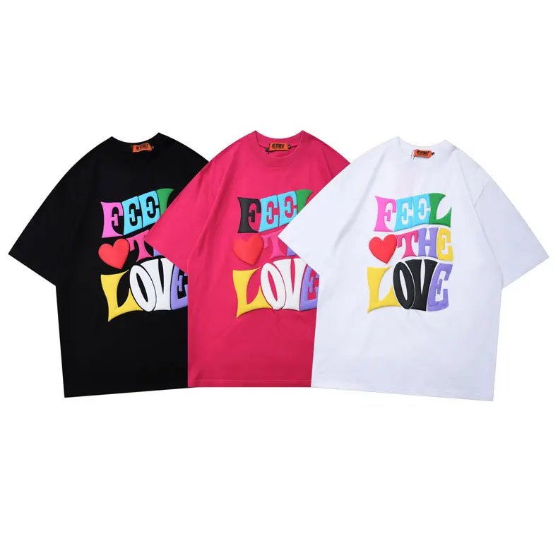 Wholesale Price Best Quality men custom Design 3d puff foam print contrast stitch t shirt For Sale