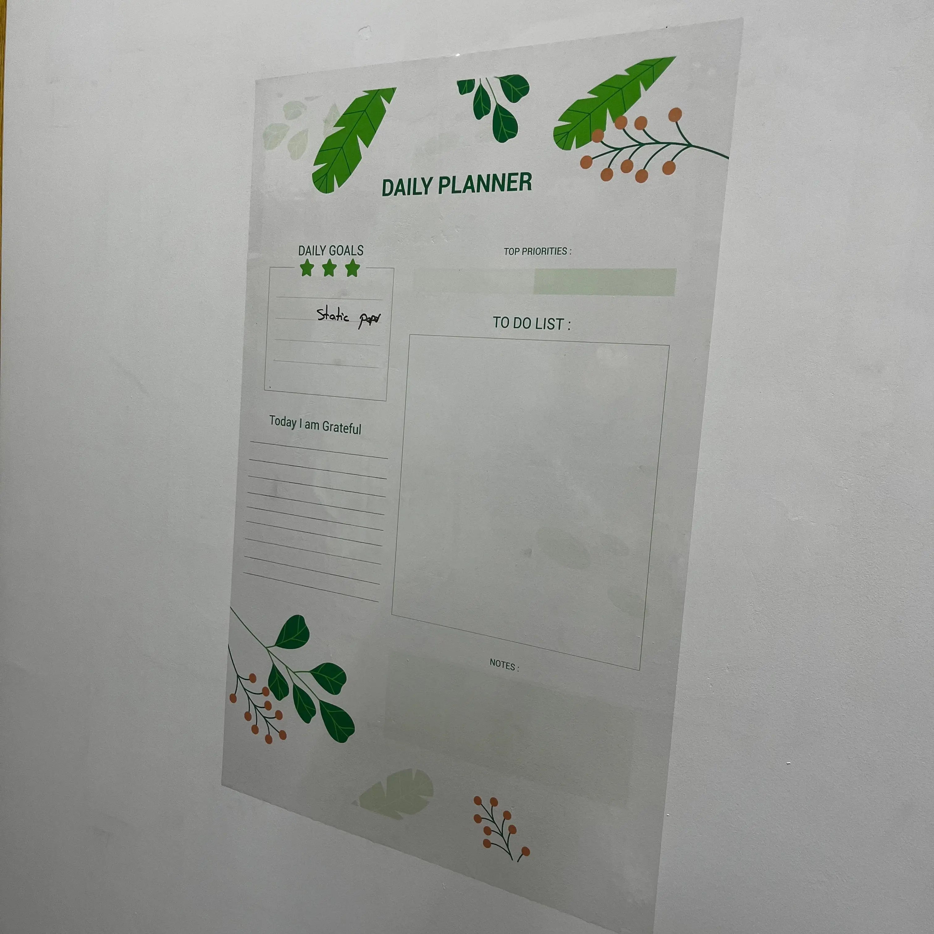2024 Model-14 Durable Polystyrene Daily Planner Organizer Static Electricity Holding Dry-Erase Whiteboard Surface Wood Metal