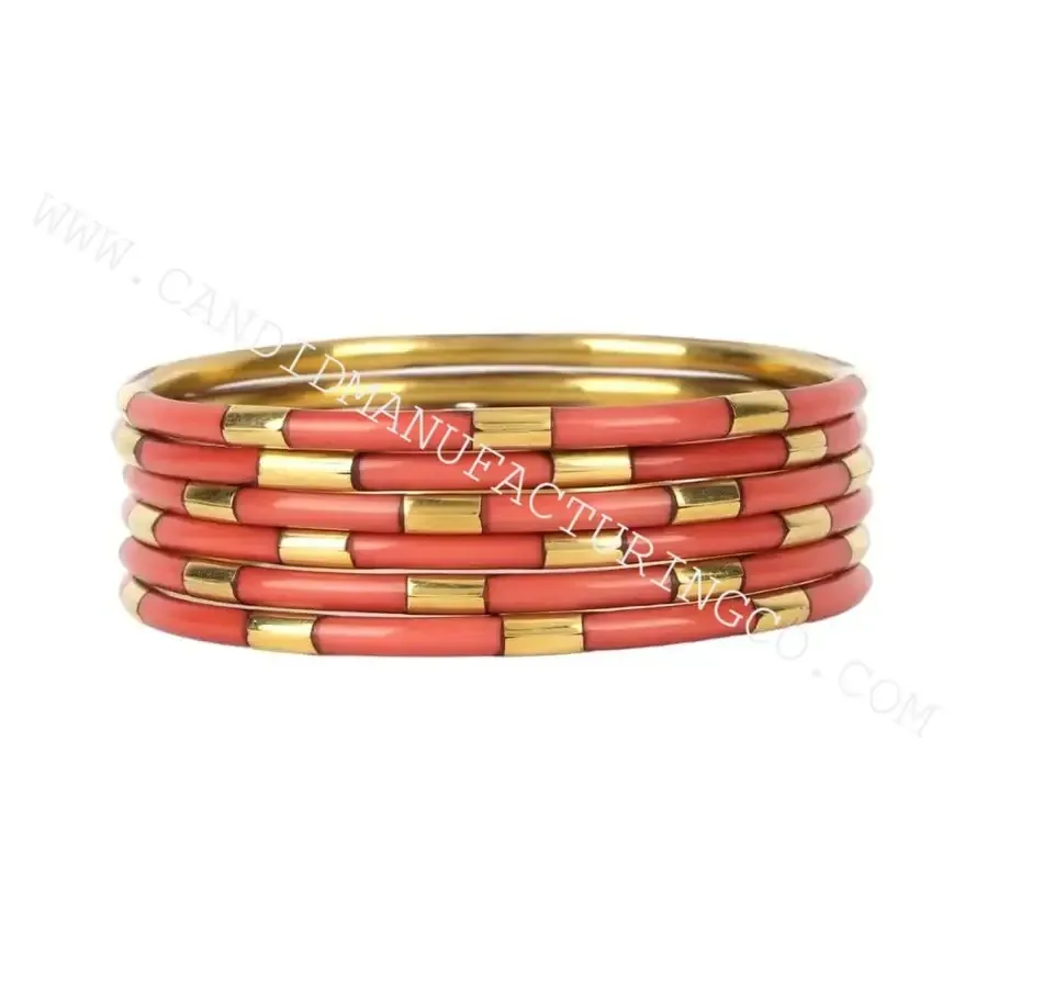India fashion bangles Resin Beads with Metal Bangle Set Fashion jewelry & Accessories handmade Direct factory sale