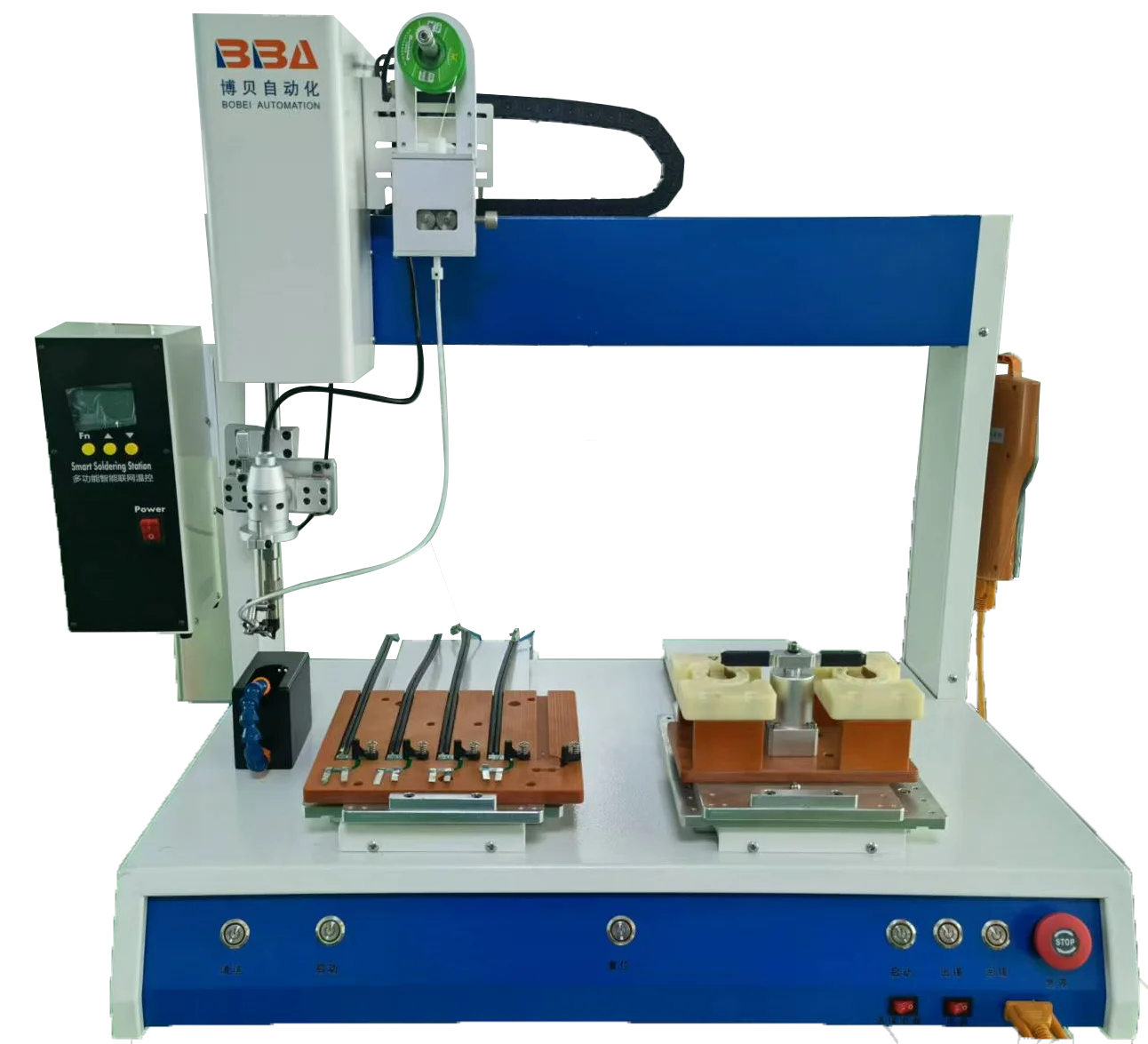 BBA dual working platform welding equipment automatic soldering machine double iron head soldering system PCB soldering robot