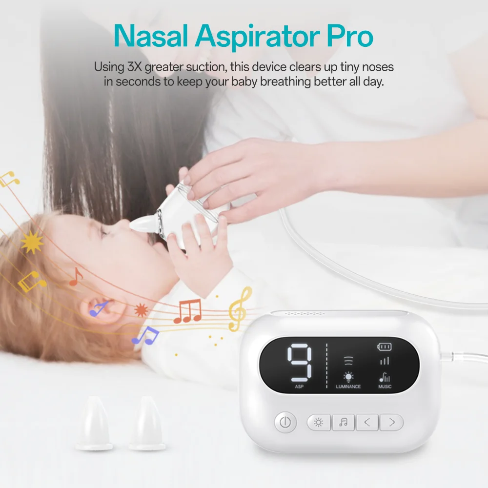Super Suction Nose Aspirator Silicone Vacuum Cleaner 2500mAh 65kPa Toddler Nose Cleaning Pro Electric Nasal Aspirator for Baby