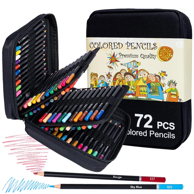 High Quality Colored Pencil Set Adult Art Supplies 72 Colors Non Fading Wear Resistant Easy To Carry Colored Pencils