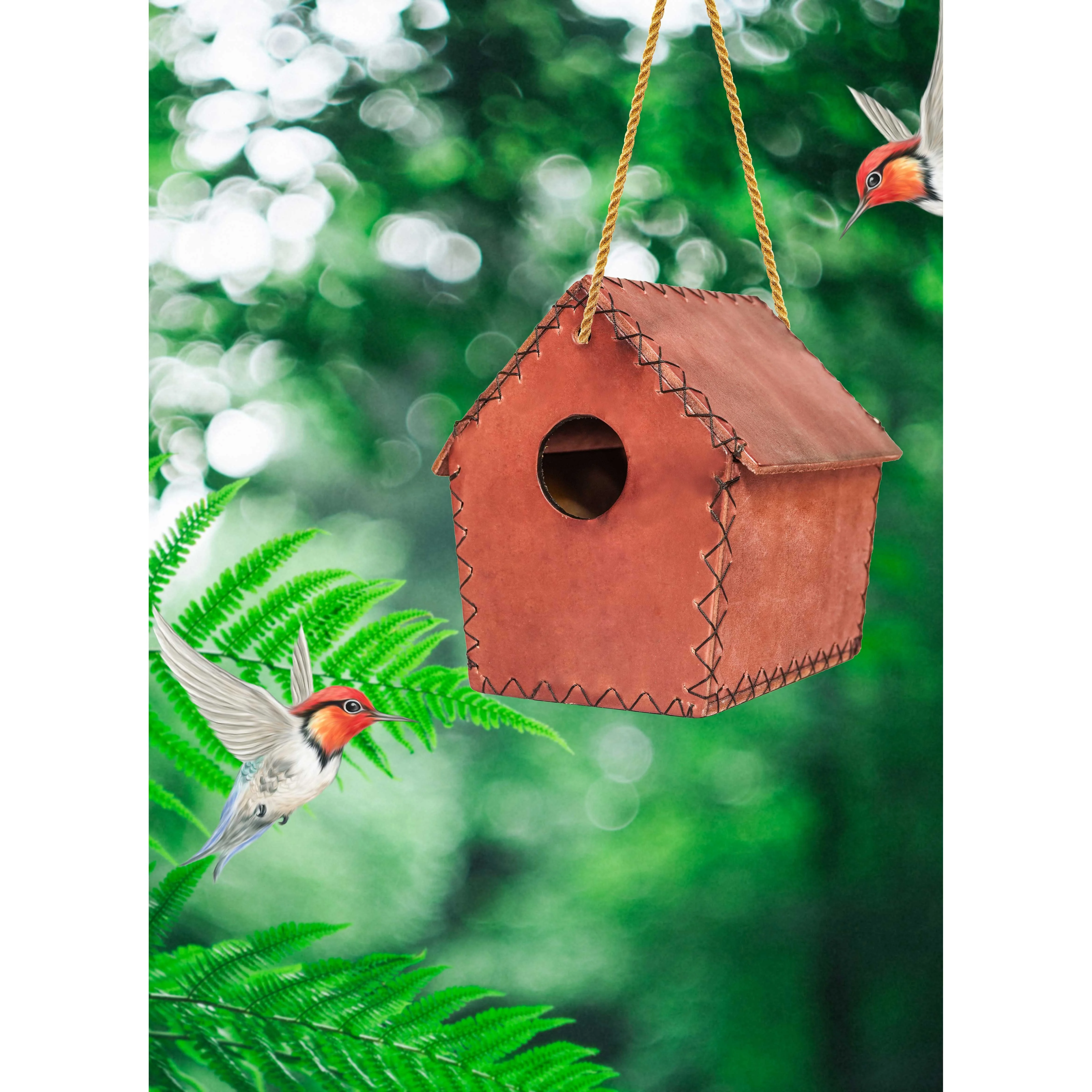 LEATHER BIRD HOUSE HUT SHAPE INDOOR OUTDOOR BIRD PERCH BIRD COOP FACTORY PRICE CUSTOMIZATION AVAILABLE