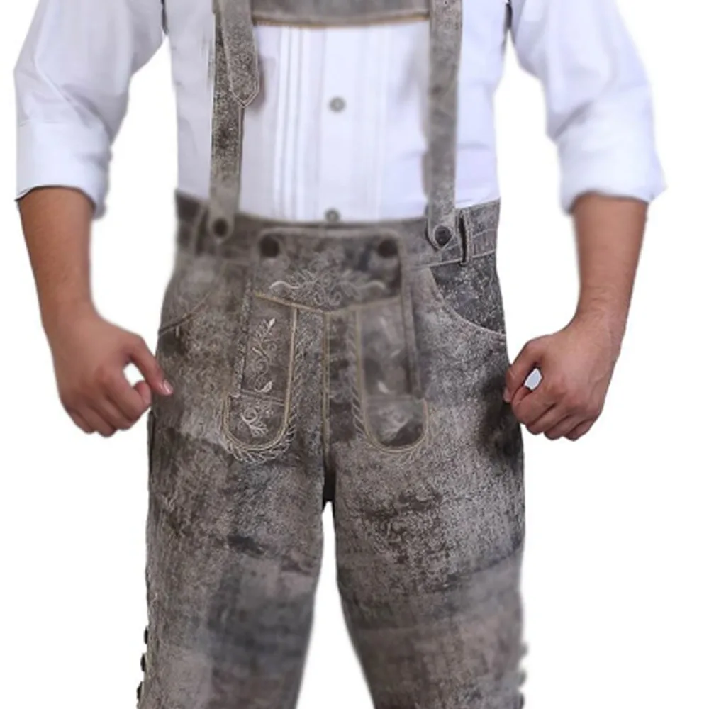 Windproof Breathable Soft Fabric High Street Wear Lederhosen Leather Embroidered Shorts Quick Dry Leather Embroidered Shorts