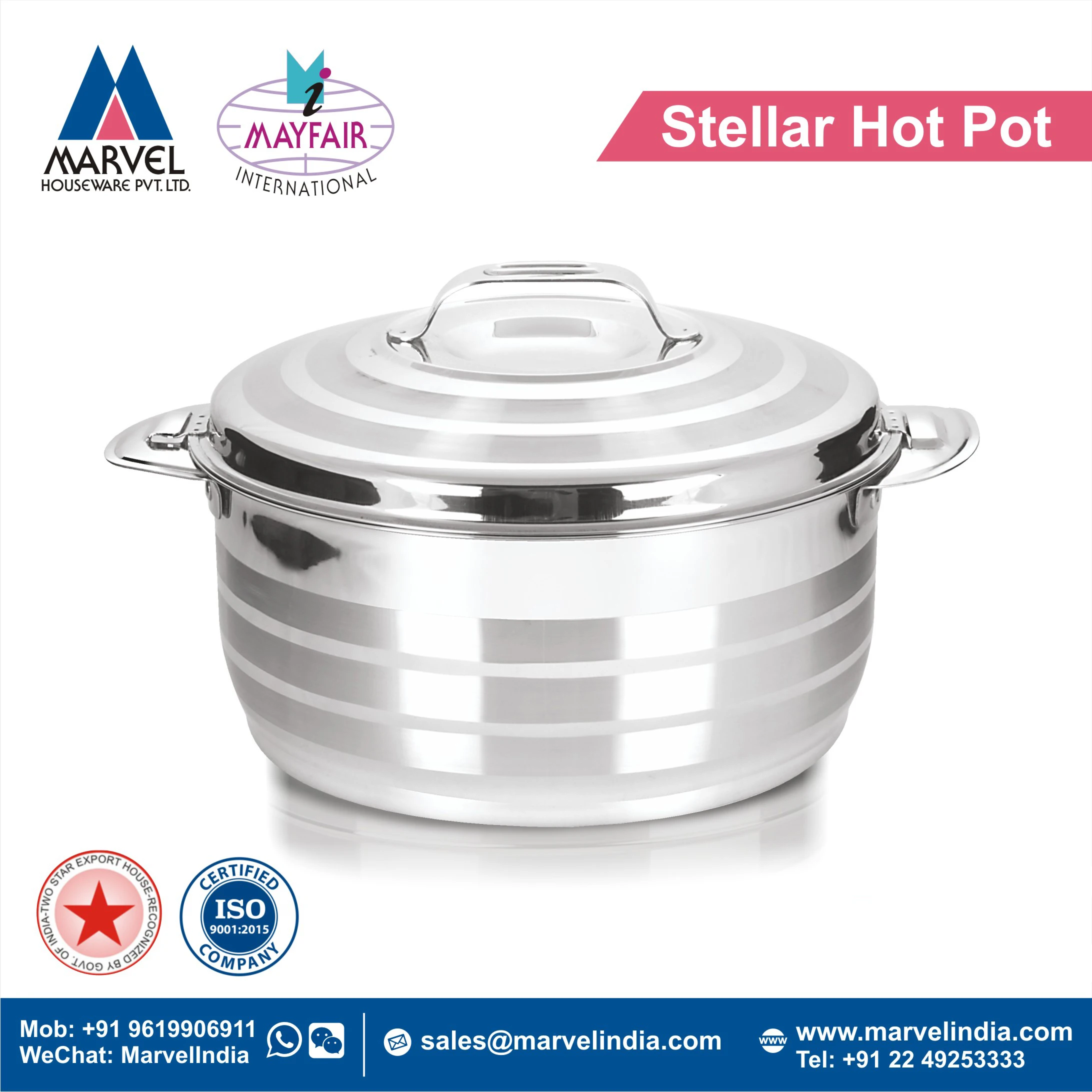 Stainless Steel Food Warmer Insulated Food Storage Stellar Hot Pot Casserole Set