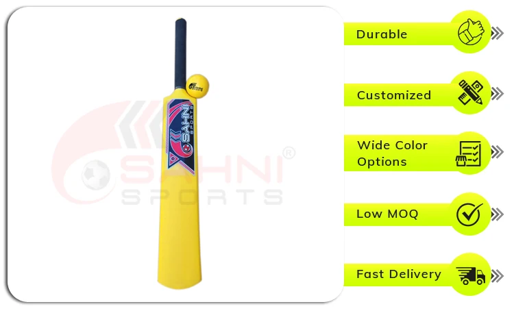 Strong and Lightweight High Quality Molded Plastic Cricket Bat for PVC Wind Ball, Plastic and Light Cricket Tennis Ball