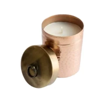 Copper Tone Finished Readymade Candle Jar with Gold Lid Sheet Iron Rust Free Candle Wax Container Metal Jar For Decoration