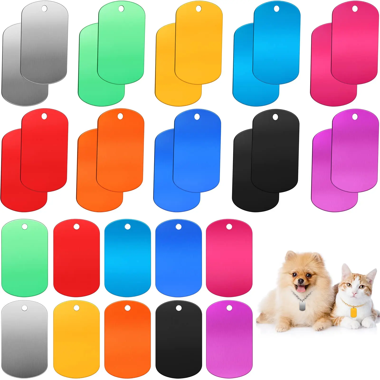 Wholesale Custom Blank DIY Craft Pet ID Tag Pendant Dog tag Aluminum Stainless Steel Metal Dog Tags with Chain