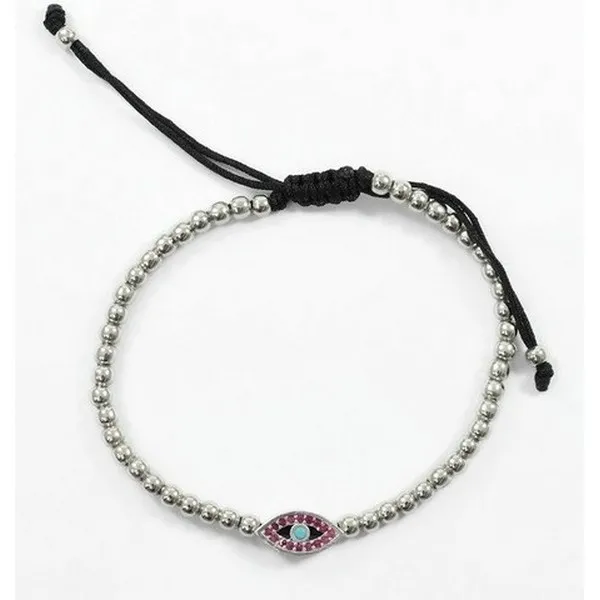 Unisex Metal-Embellished Macrame Eye Leather Bracelet Good Luck Bangles