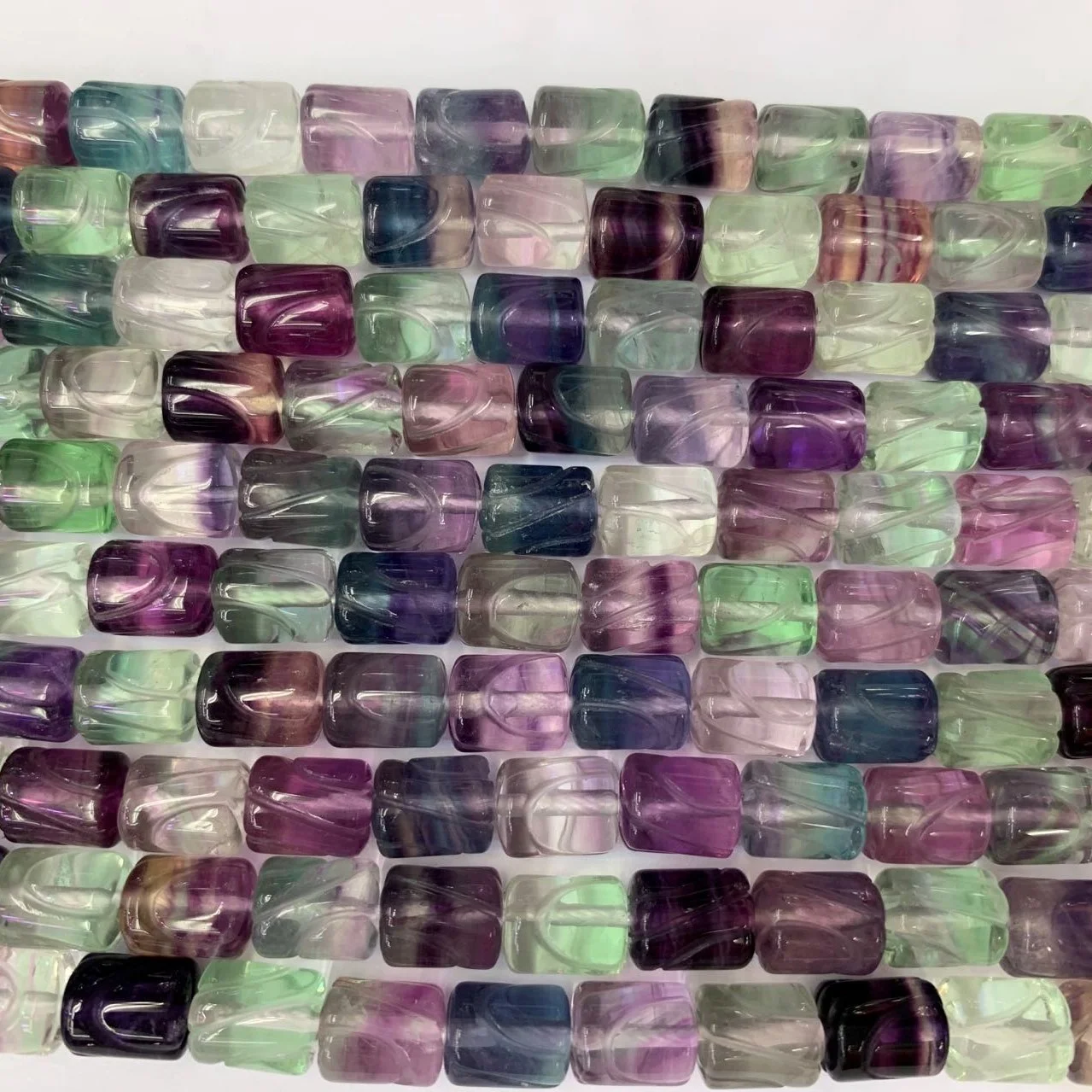 Premium Carved Tube Fluorite Beads Bracelet beads Wholesale Crystal Tube Fluorite stone beads