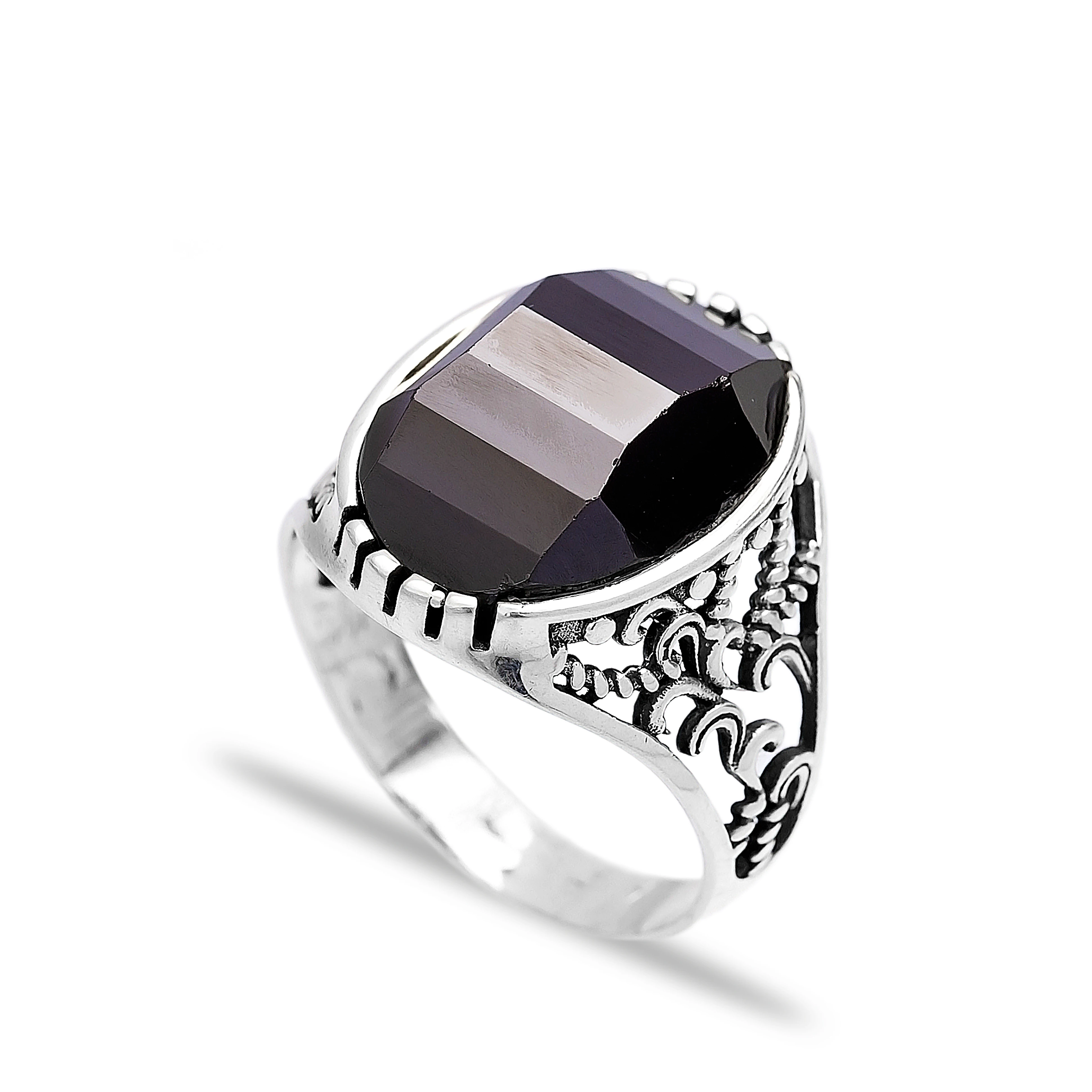 Onyx Stone Oval Shape Ottoman Men Ring Jewelry Man Jewellery Wholesale Handcrafted Authentic 925 Sterling Silver Men Ring