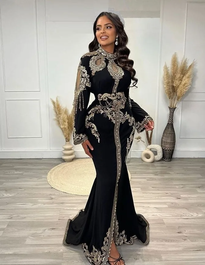 LATEST & BEAUTIFUL WHITE ZARI EMBROIDERY ON BLACK CAFTAN DRESS WITH Embellished WITH CRYSTAL GLASS BEADS,STONE,DABKA WORK @ 2023