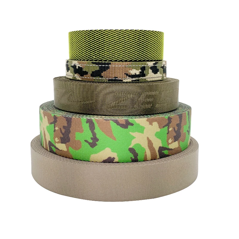 Polyester Webbing Belt High Quality Durable Camo Seatbelt Webbing Colors Custom For Belt  Military Trimming, Webbing