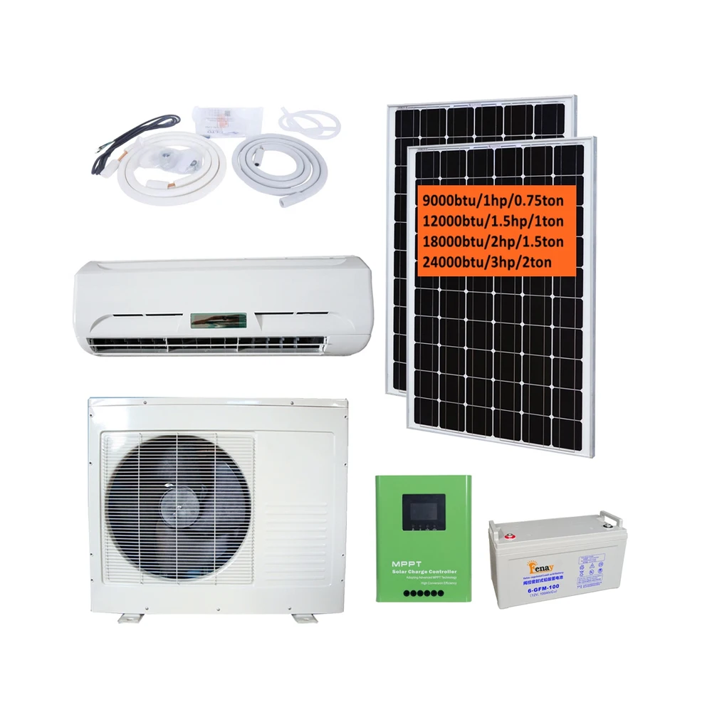 100% чистый солнечный 12000btu 18000btu DC48V автономный кондиционер с гелевой батареей
