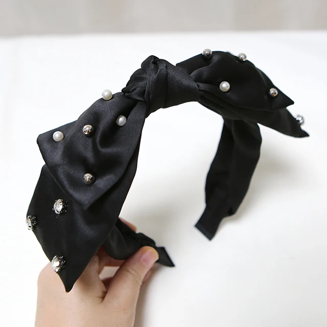 Secret Pearl Big Ribbon Headband made in Korea Latest design korea hair accessory Pearl big headband is available for bulk order