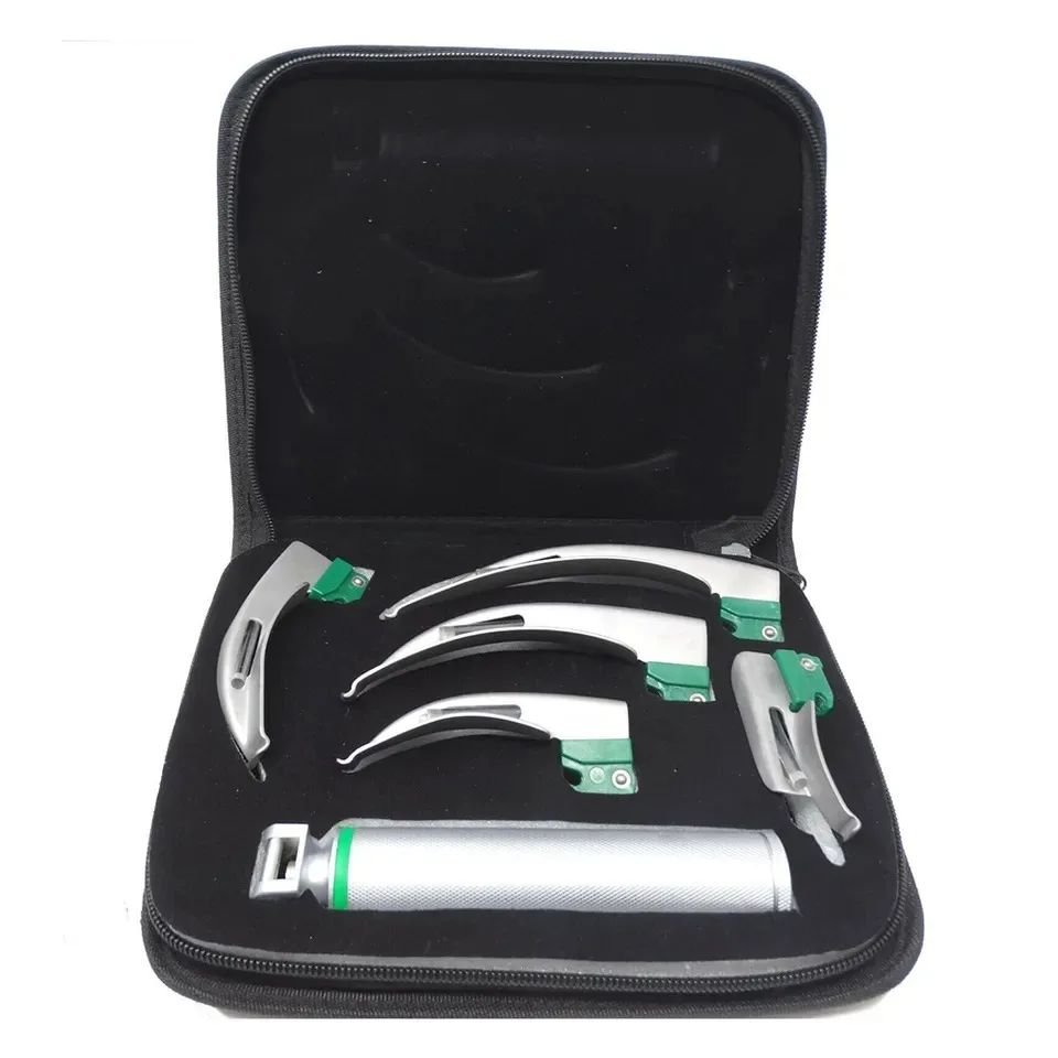 2024 Wholesale Laryngoscope Set Reusable Stainless Steel New Set of 6 Fiber Optic Mac Top Quality Laryngoscope Set OEM Service