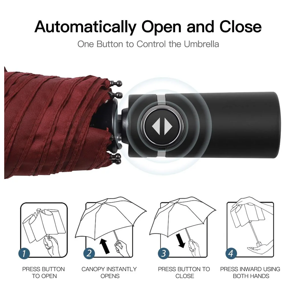 Fashion Designer Water-Repellent custom logo umbrella automatic windproof 3 folding umbrella