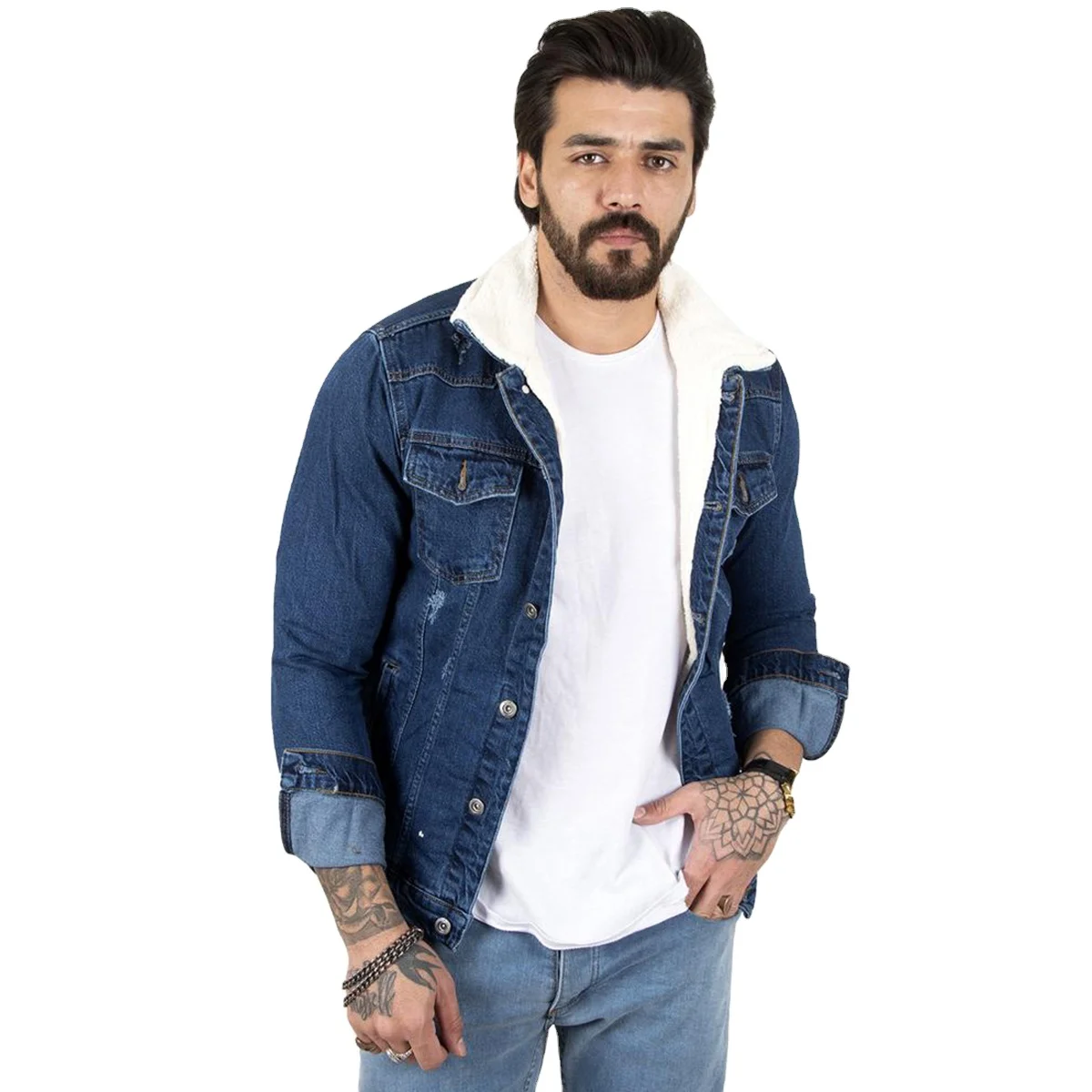OEM 2023 Wholesale Casual Wash Blue Clothing Jeans Denim Jacket Mens jeans Jackets for men
