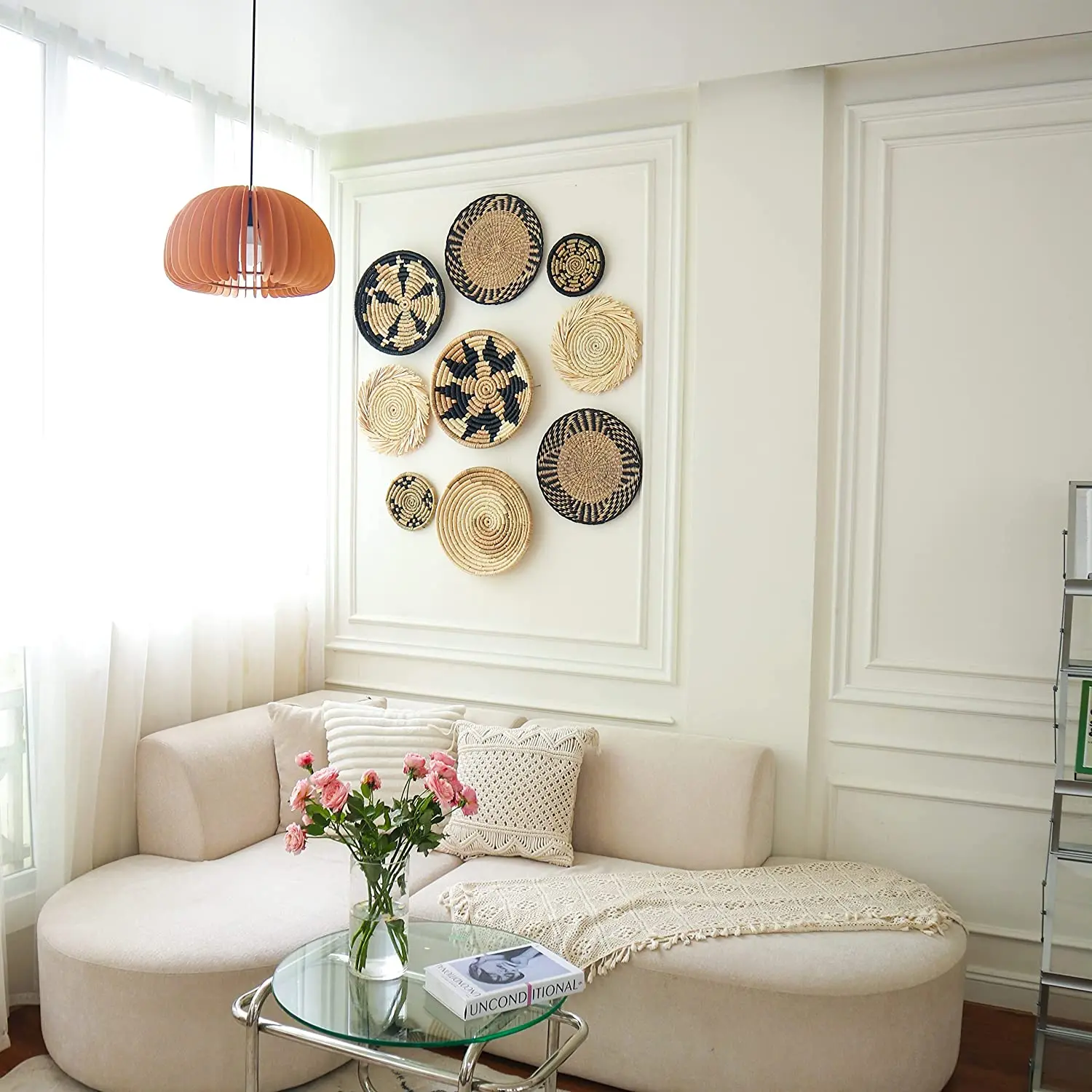 White Jasmine Garlands Jute Wall Art With Pom Pom Outdoor Patio Diwali Indian Wedding Party Backdrop Mandup Stage Decoration