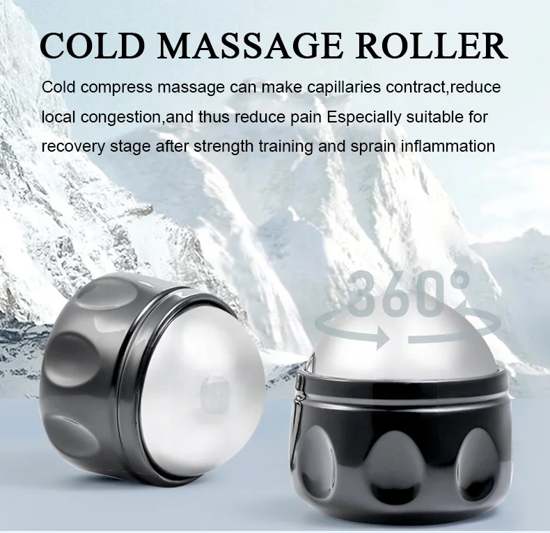 stainless steel cryo ball deep muscle massage handheld therapy black cold massage ball