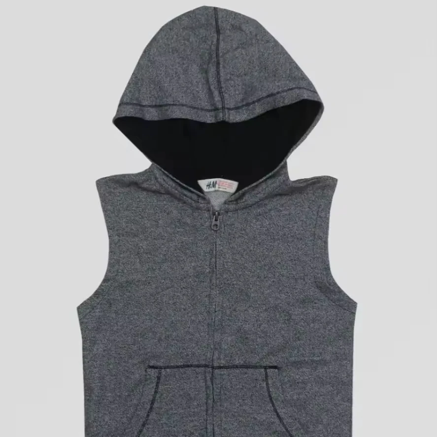 BOYS SLEEVELESS FULL ZIPPER SWEAR SHIRT CHARCOAL Classic stocklot Comfortable Boys Sleeveless SWEAR SHIRT Boys Solid Color