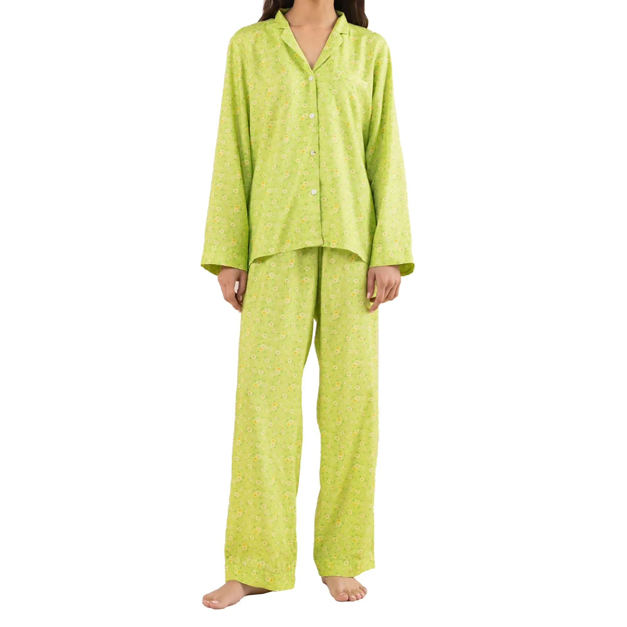 OEM Wholesale Price Sleepwear Women Night Suit Long Sleeve Shirts With Pajama Top Selling Suit Silk Pajamas Clothing For Girls
