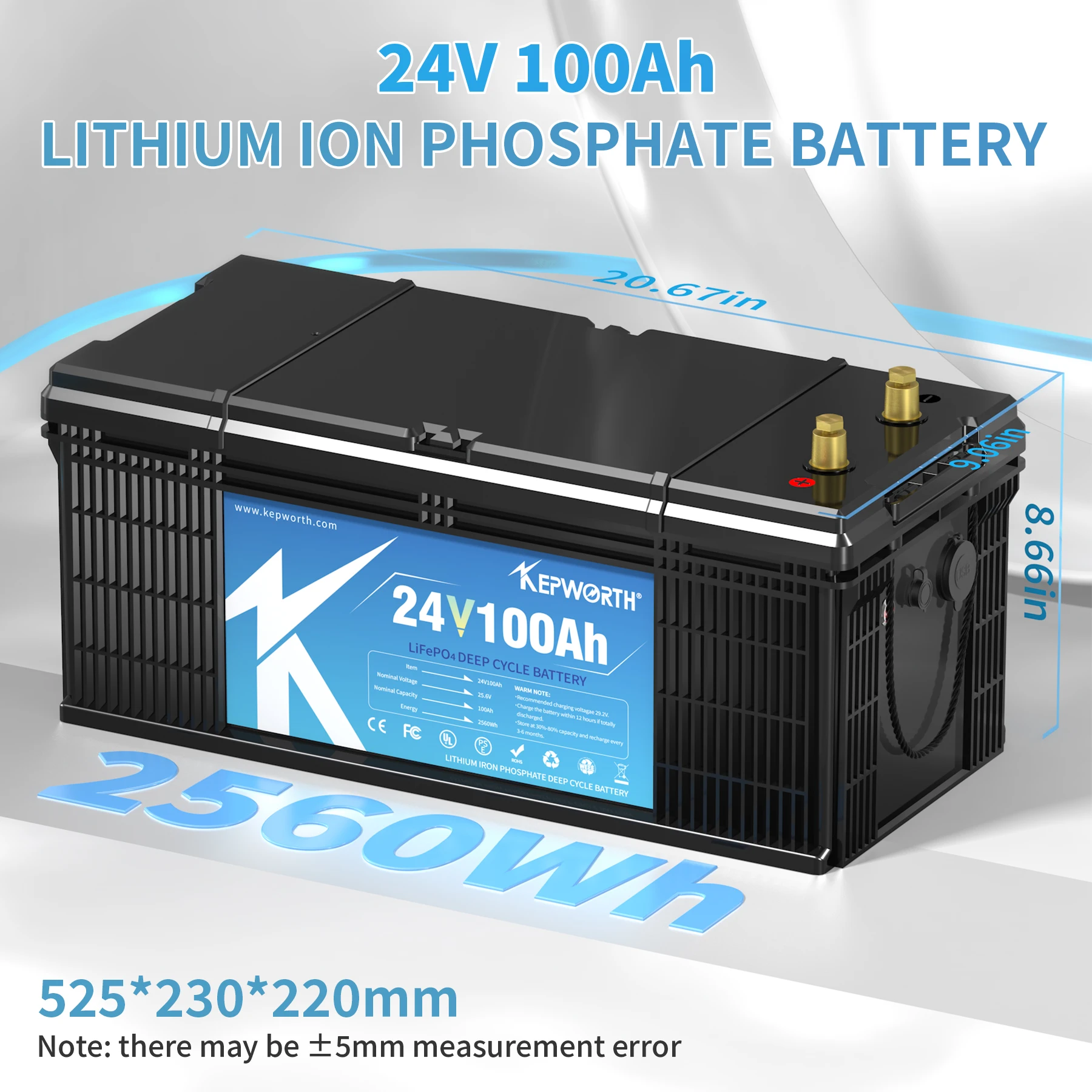 24V 100AH  Lifepo4 Battery Solar Energy Storage Battery Pack Built-in BMS Lithium Iron Phosphate Cells For RV Campers Golf Cart