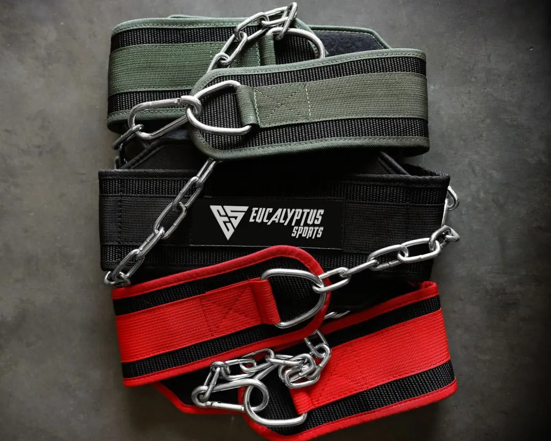 Weightlifting Dipping Belt Gym Exercise Nylon Back Support Weight Lifting Deadlift Gym Workout Belts With Heavy Long Steel Chain