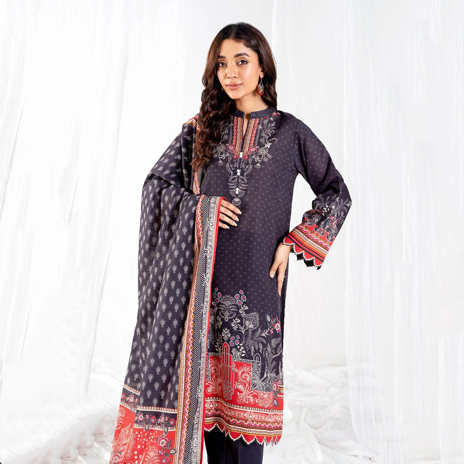 Bollywood Kurta Shalwar With Dupatta Designer Women 2023 High Quality Winter Dress Top Pakistani Dress