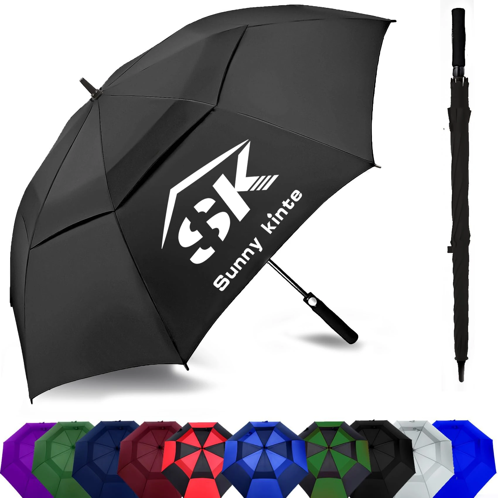 Innovative shenzhen wholesale 30 inch large windproof logo prints big luxury promotional branded custom golf umbrella