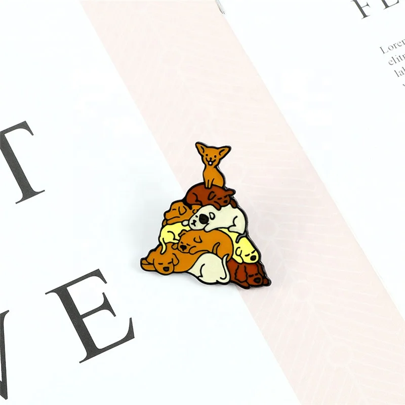 Enamel Cute Animal Pug Cartoon Brooch Jewelry Ladies Mens Kids Denim Jacket Lapel Pin