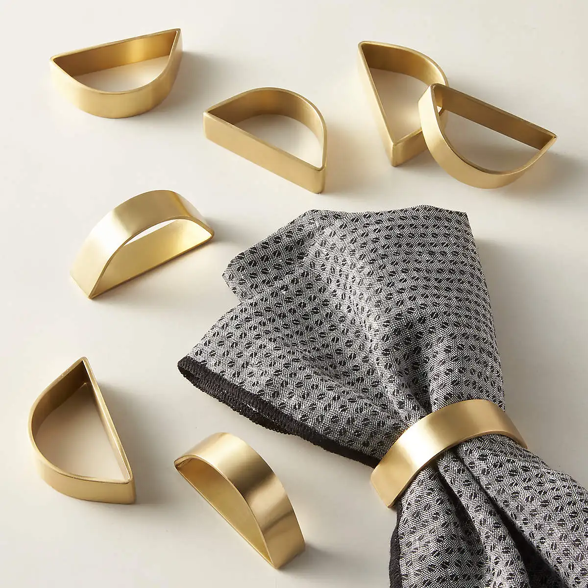 BRUSHED GOLD NAPKIN RINGS SET OF 8 BY KSN