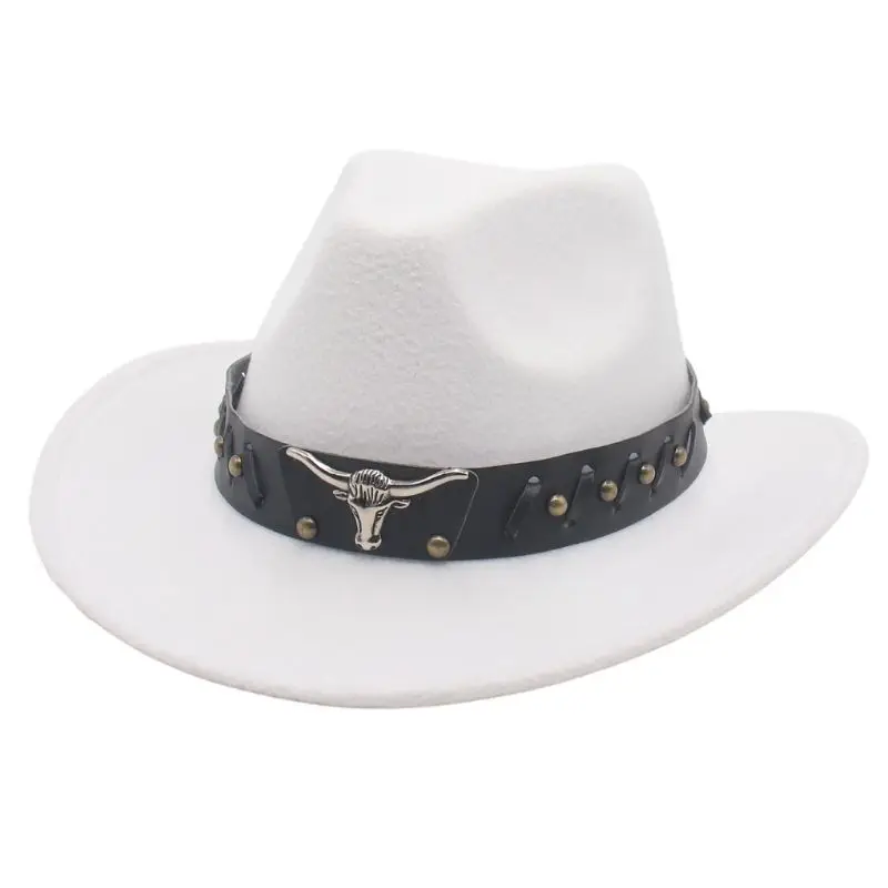 Handsome Western Cowboy Hat with Curved Brim New Release Riveted Bull Head Accessories