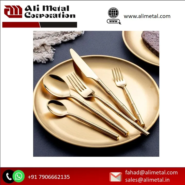Indian Design Cutlery Shiny Finishing Design Tableware Metal Cutlery Set Indoor Dinnerware Metal Cutlery