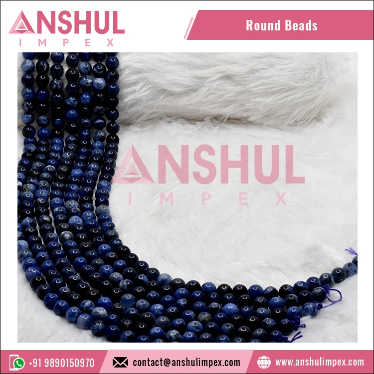 AAA Quality Natural Sodalite Gemstone 10mm Round Plain Loose Stone Beads Strands Beads at Bulk Market Price
