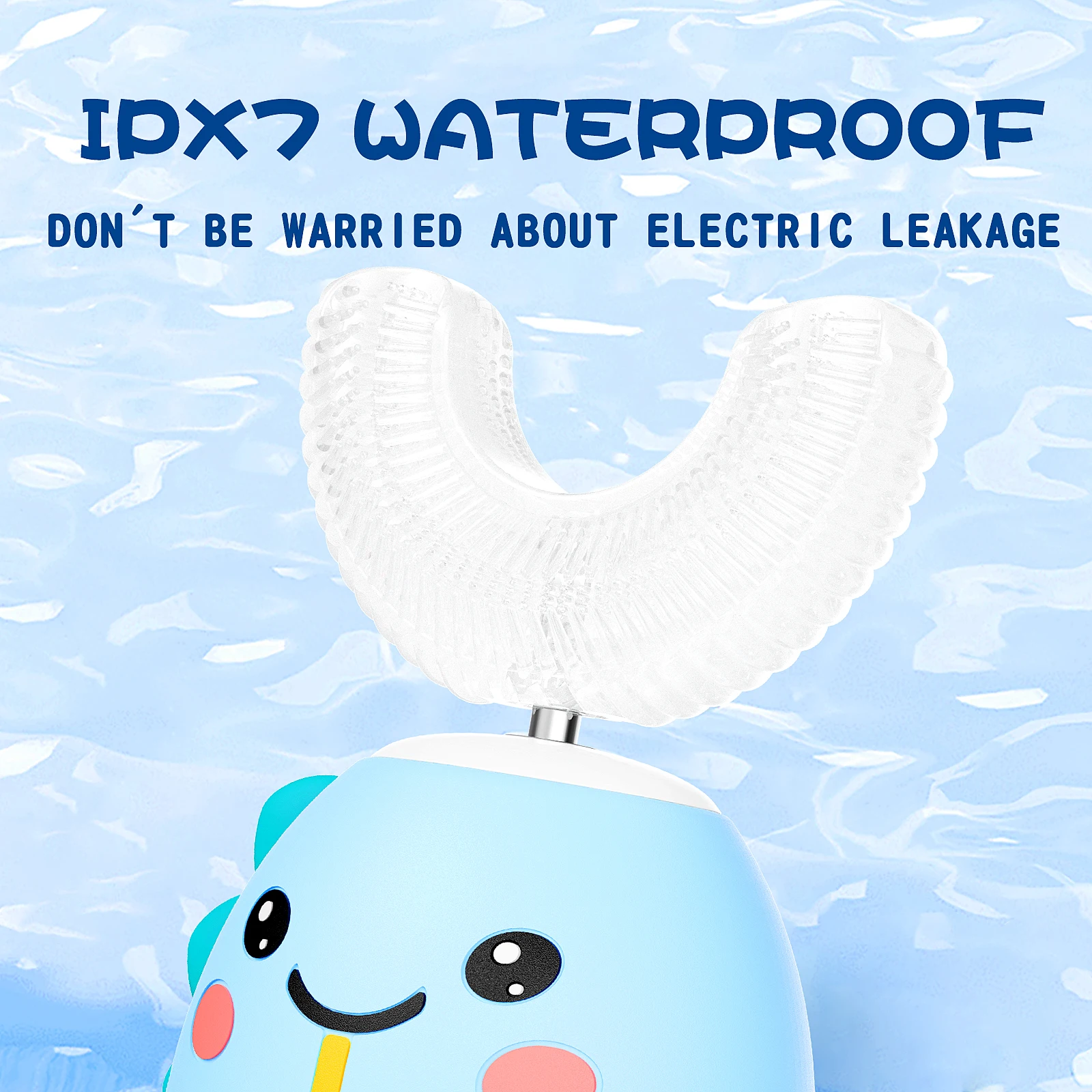 DYCROL High Quality Baby Ultrasonic Electric Tooth Brush 360 U Shape Silicone Smart Toothbrush With Replacement Head For Kids