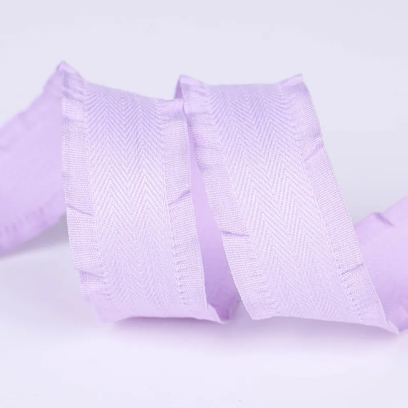 New Korean 4cm Ruffled Polyester-cotton Twill Ribbon for Hair Bow Straw Hat Decoration