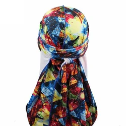 Wholesale silk hair durag  with head tie wraps custom logo designer durags satin
