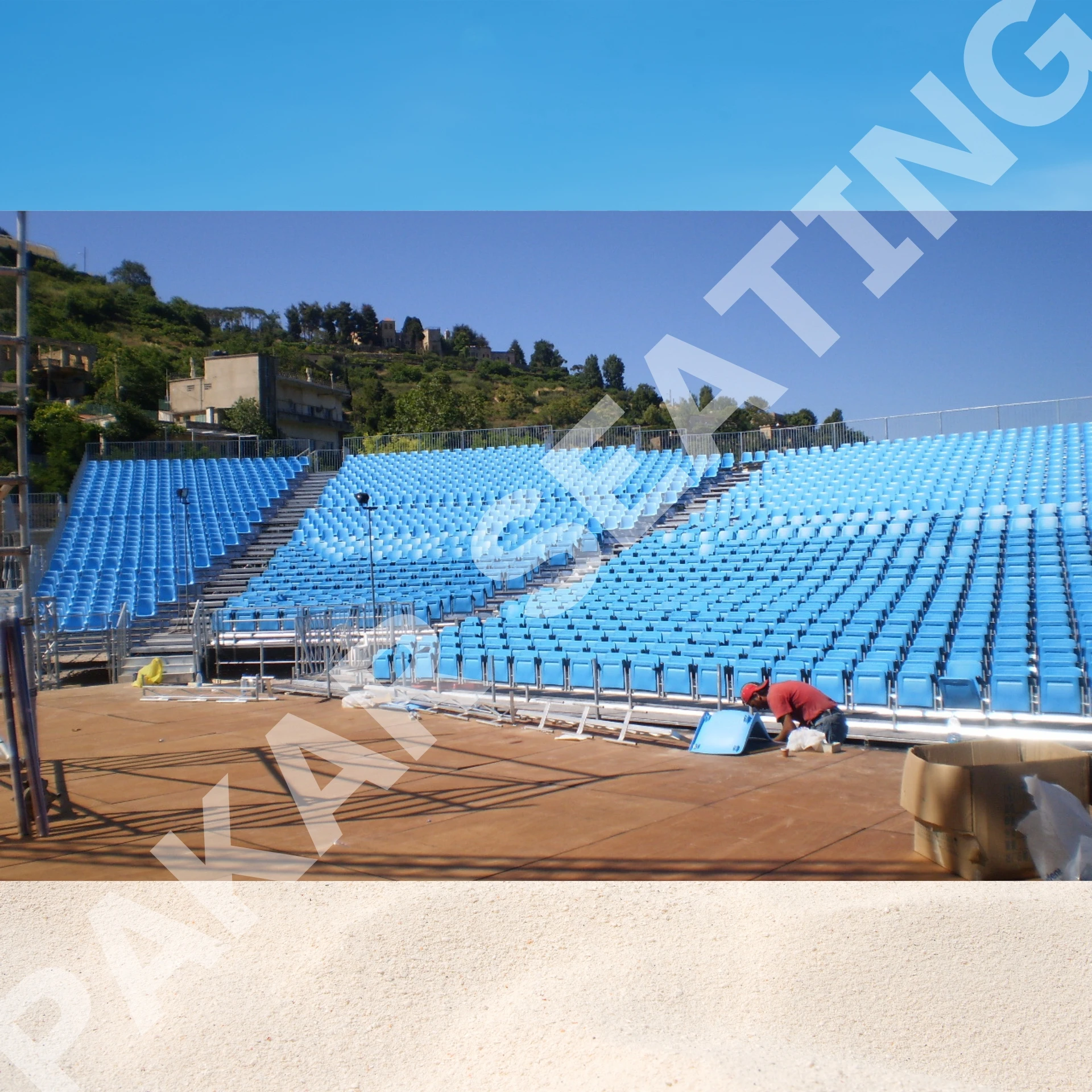 Versatile Grandstand with Staircases Roof Bleacher Indoor Outdoor Sports Events Festivals National Day Sports Entertainment