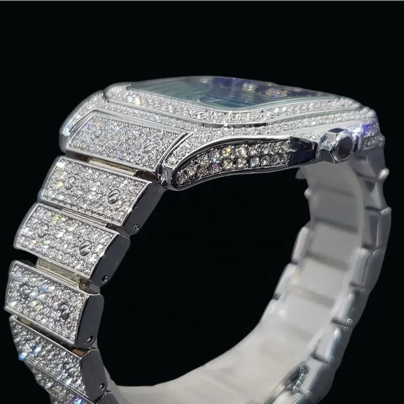 Роскошные наручные часы со льдом и бриллиантами брендовые Vvs Moissanite механические из нержавеющей стали для мужчин
