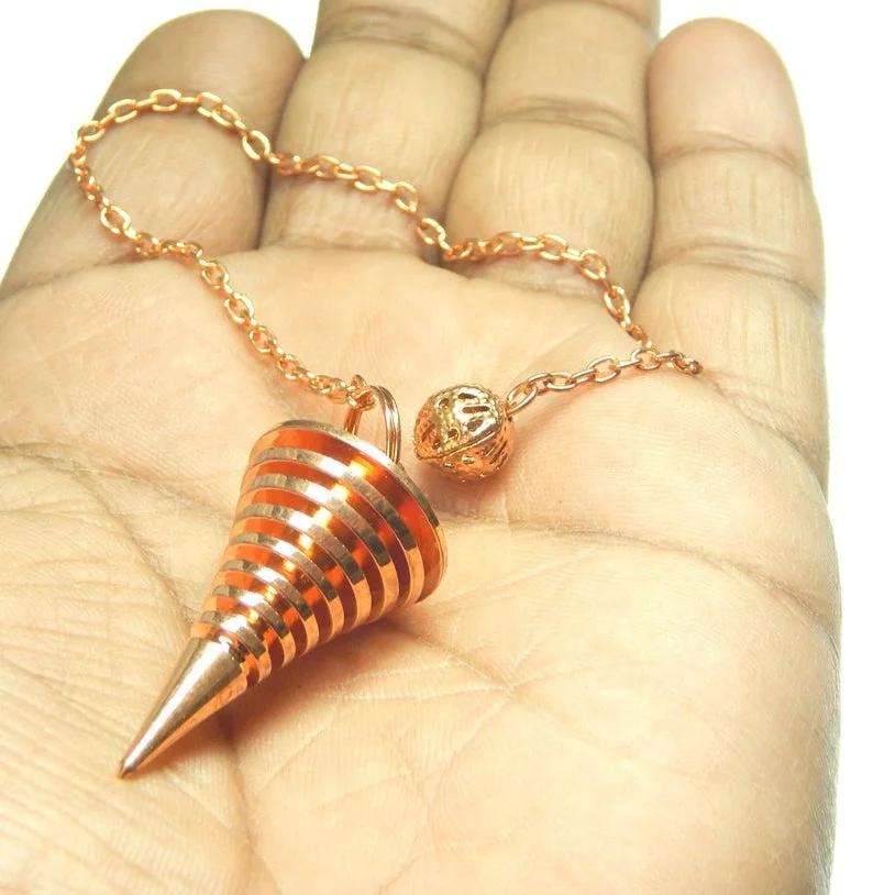 9 Ring Coil Spiral Copper Metal Pendulums Spiritual Crystal Copper Brass Dowsing Pendulum ISIS Pendulum