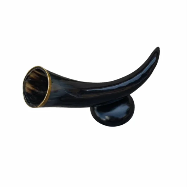 Latest Design Handmade Black Viking drinking horn with attached wooden stand with best polished from India Exporter