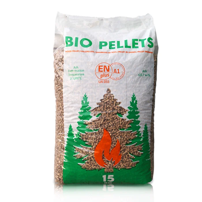 Factory supply bio pellets  Wood Pellets 6mm in 15kg bags for Heating System Wood Pellet eu standard