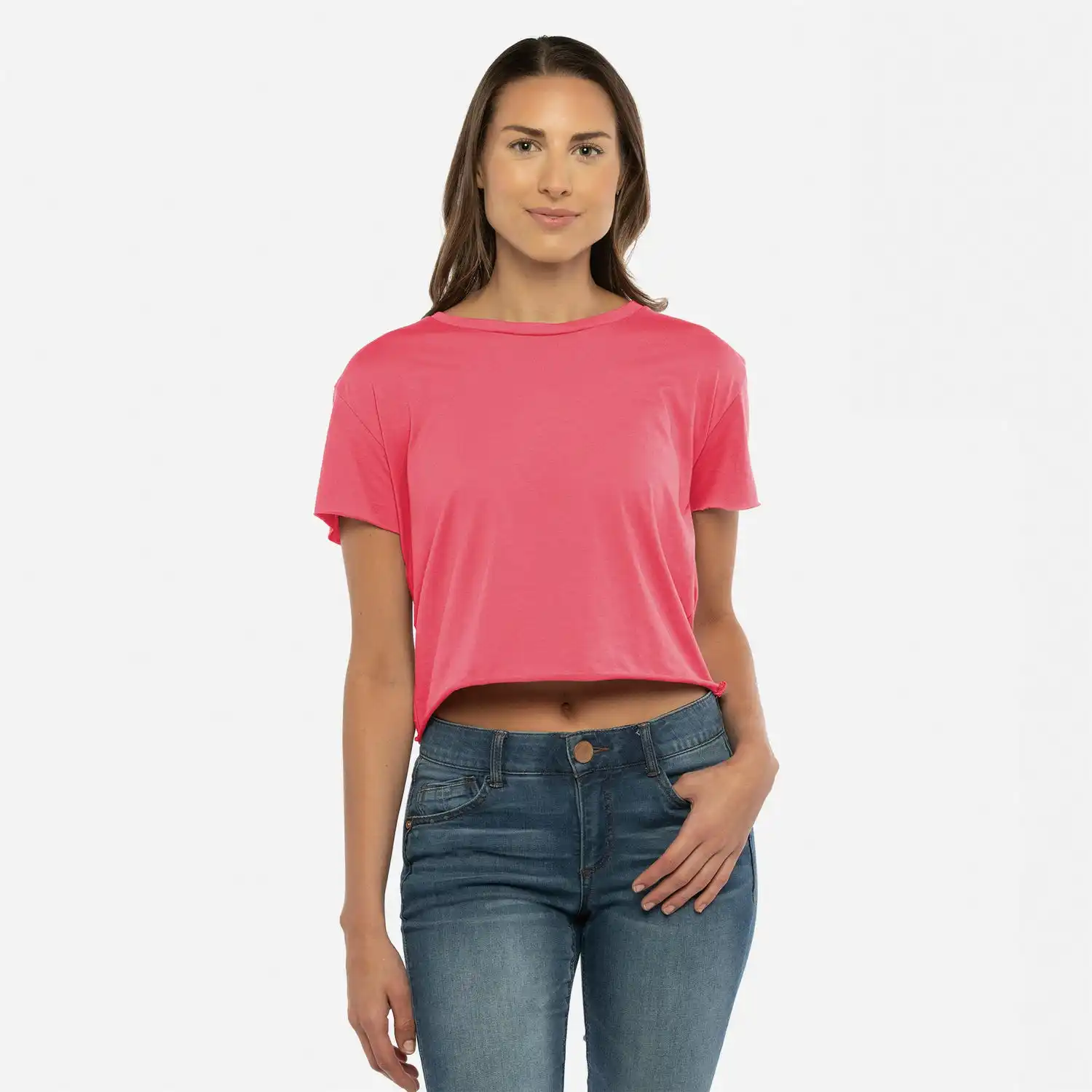 Girls Short Sleeve T-Shirt - Girls T-Shirt - Pink Crop Top Women T Shirts Cropped T-shirt Pink