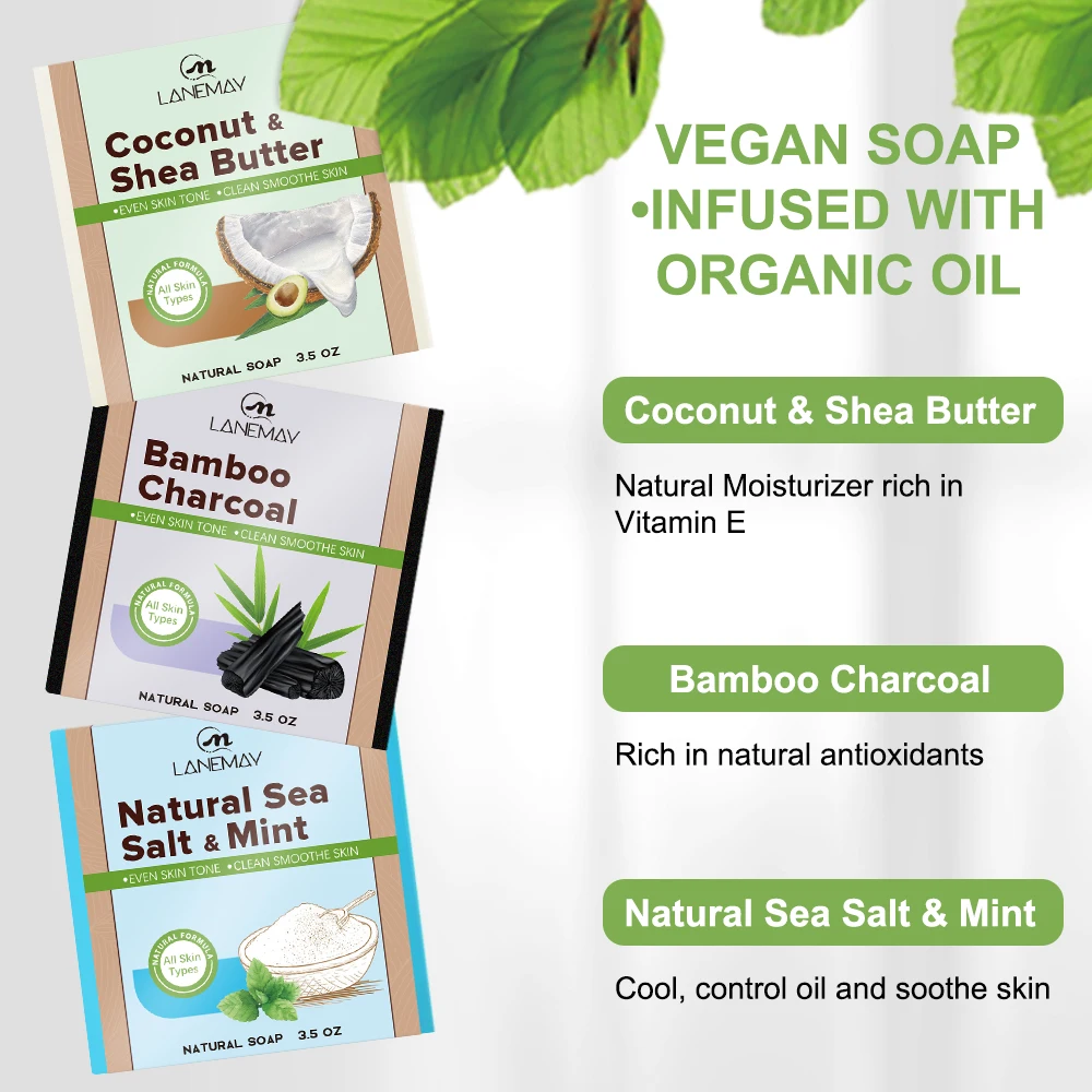 Private Label Premium 100% Natural Organic Face Body Cleaning Sea Salt Goat Milk Soap Bamboo Charcoal Handmade Moisturizing Soap