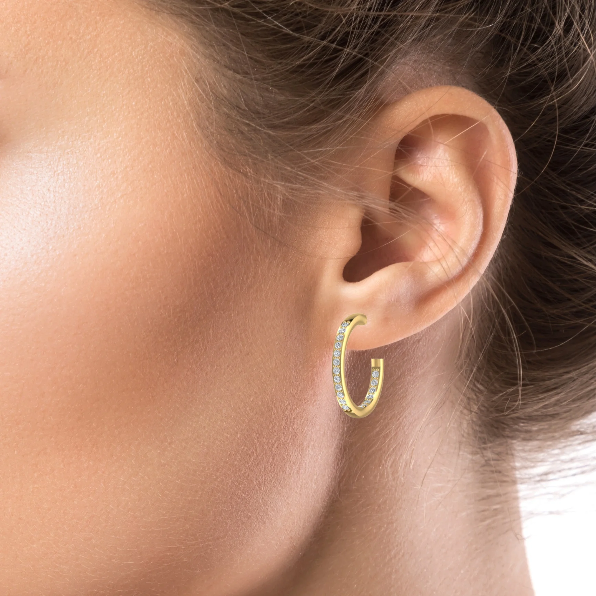 14kt Lab Grown Diamond Solid Rose Yellow White Gold Half Hoop Earrings Daily Wear Luxurious Fine Jewelry For Women